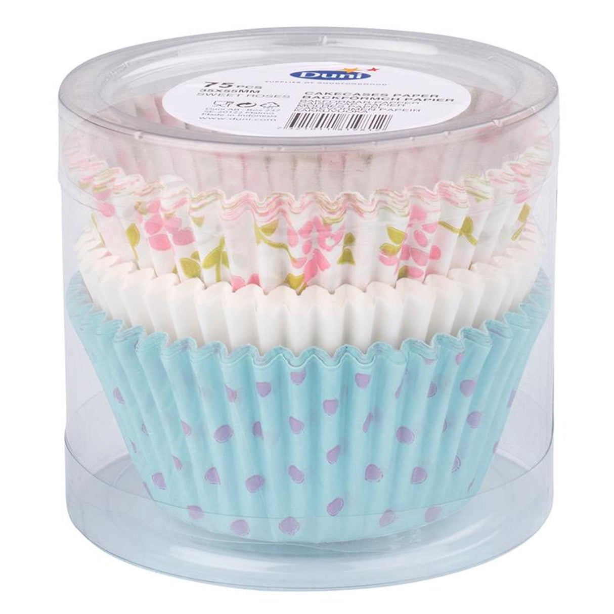 Duni Cupcake-Formen, süße Rosen, Ø 5,5 cm, Tube mit 75 Stück