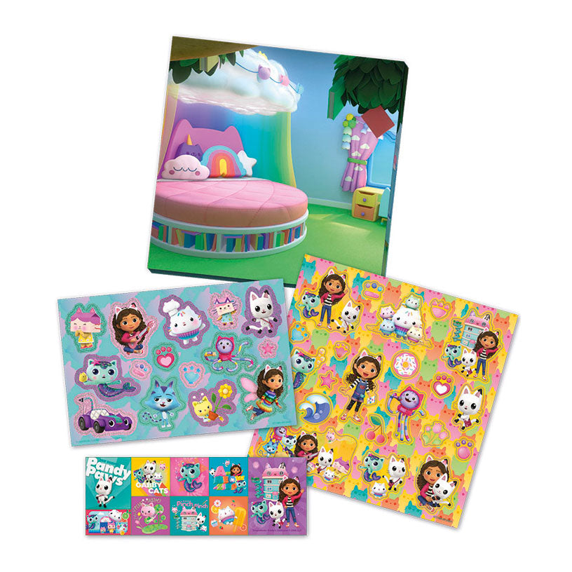 Totum Gabby's Dollhouse Sticker-Set 3 Bögen Aufkleber mit Spieldekor – Gabby's Dollhouse – kreatives Spielzeug für Mädchen ab 3 Jahren