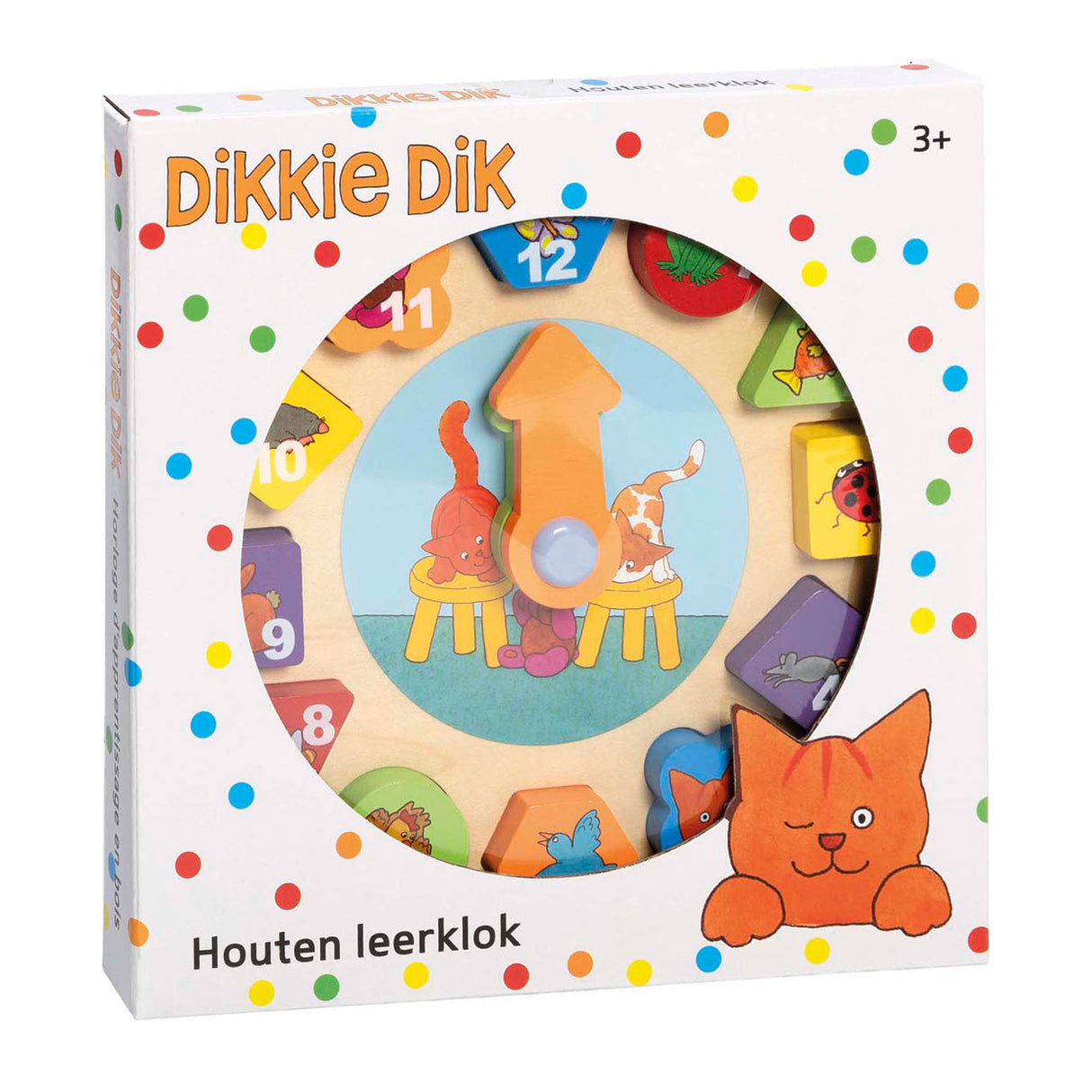 Bambolino Toys Dikkie Dik Lernuhr aus Holz, 12-tlg.