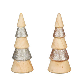 Dekorationsbaum Silber Champagner 2-fach sortiert FSC 100% - H13,5xT5,5cm
