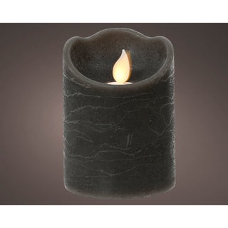 Kaemingk LED-Wellenkerze, Wachs, stabil, für den Innenbereich, grau, H. 10 cm, T. 7,5 cm
