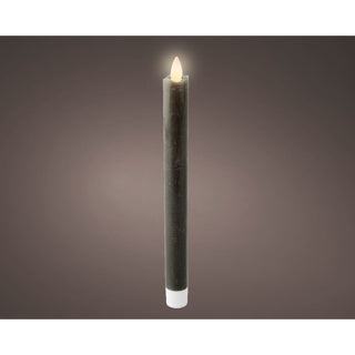 LED-Wellenkerze für Abendessen, Wachs, innen stabil, grau, H. 24,5 cm, T. 2,1 cm