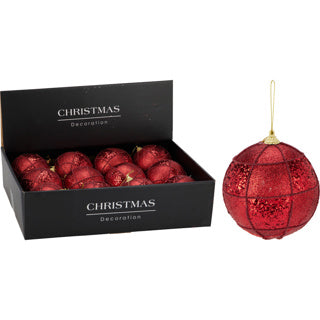 Weihnachtskugel 100mm glitzerrot