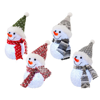 LED-Schneemann-Stoff, stabile Innenseite, 4 Seiten, Durchmesser 6 cm x Höhe 16 cm | 24 Stück