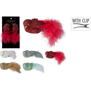 Vogel auf Clip 12cm Set2 5sort cl | 12 Stück