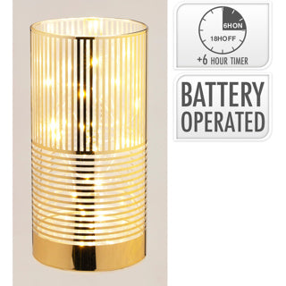 Zylinderglas mit LED 15cm gold