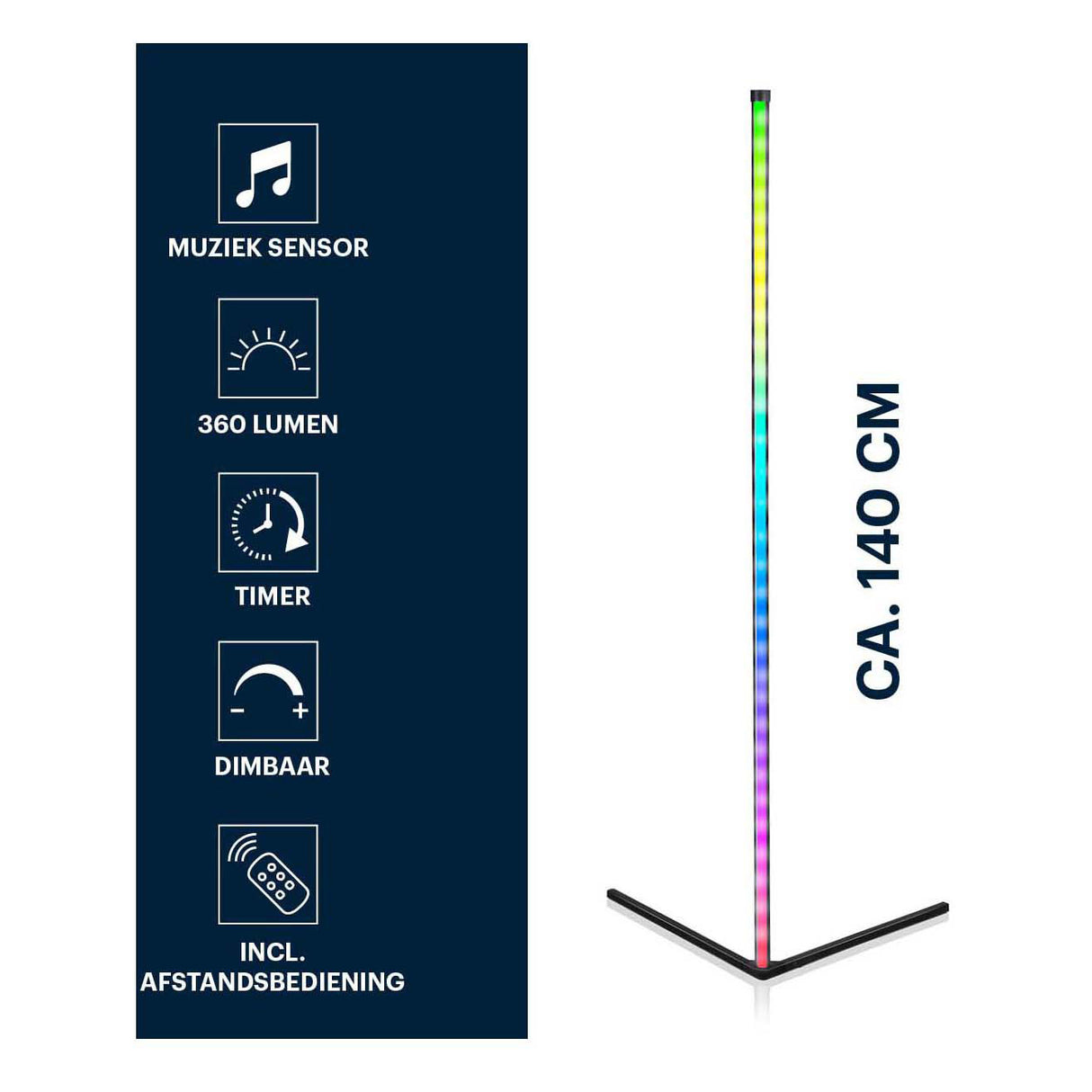 Grundig led-hoeklamp met afstandsbediening, 140cm