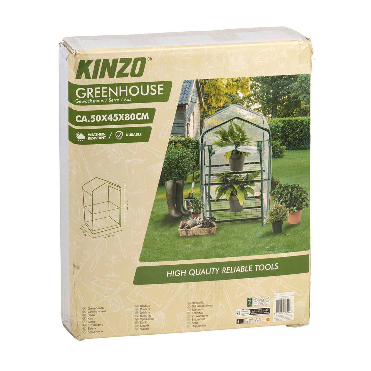 Kinzo Gewächshaus-Anzuchtbox 45 x 50 x 80 cm – Gartengewächshaus mit 2 Etagen – kompaktes Gewächshaus für Pflanzen und Anzuchtbox – wetterfest und transparent