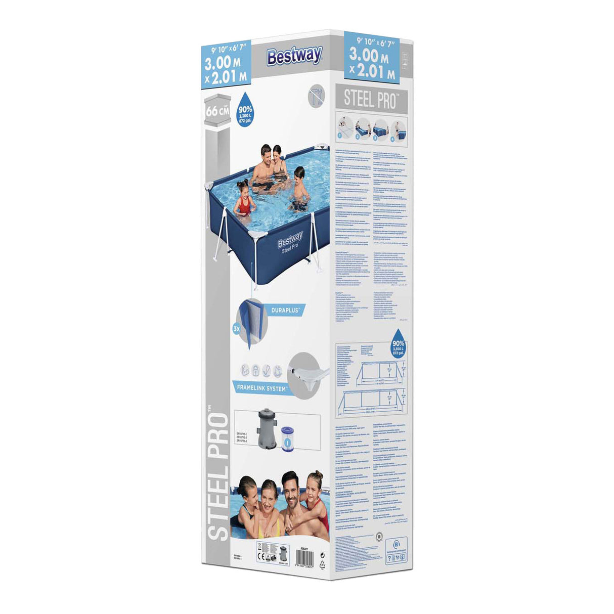 Bestway Schwimmbad-Stahl-Pro-Set, rechteckig, 300 cm