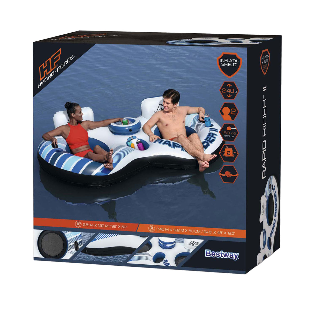 Bestway Hydro Force Rapid Rider Doppelschlauch-Schwimmring, 240 cm