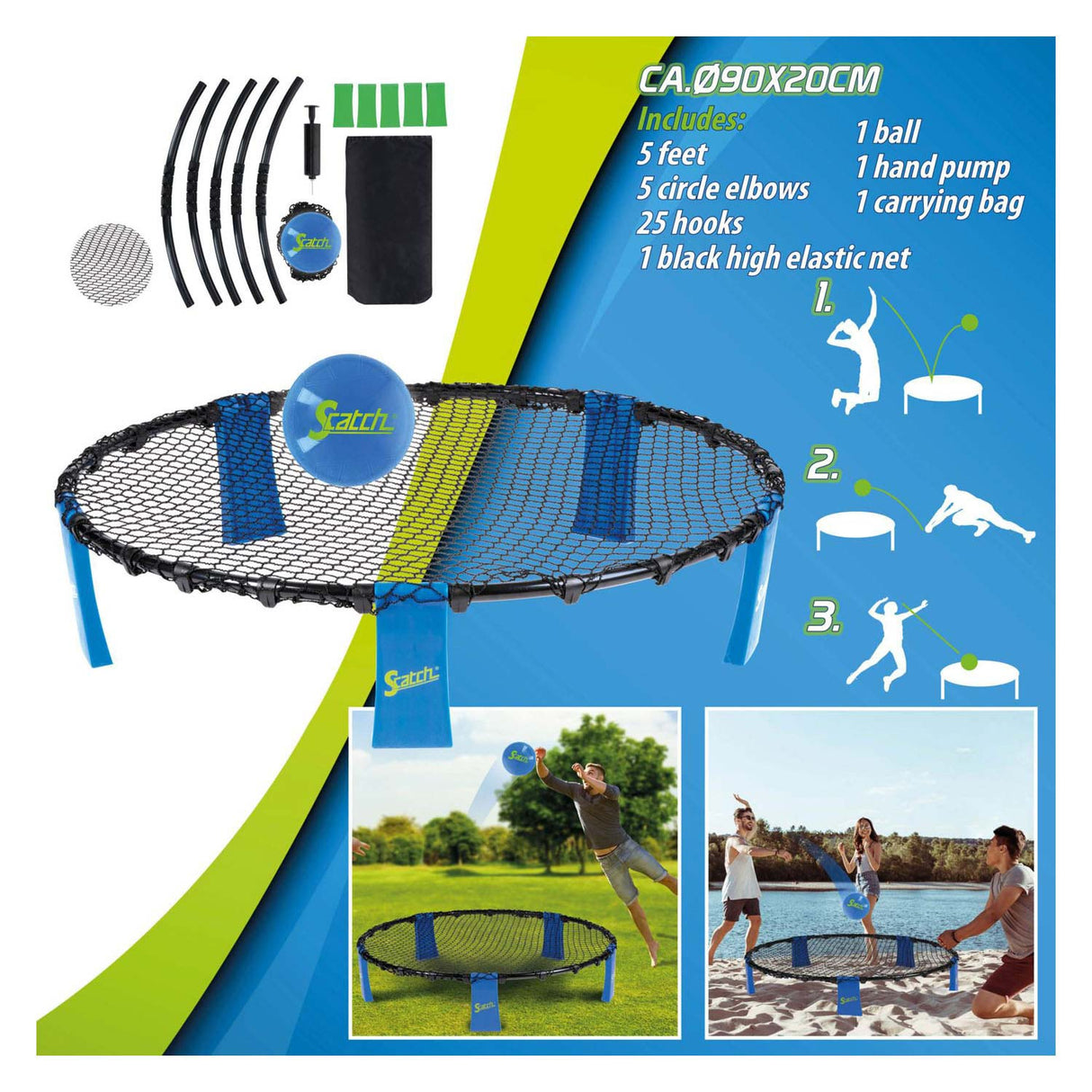 Fang- und Wurfspiel Spyderball | blau | 90cm