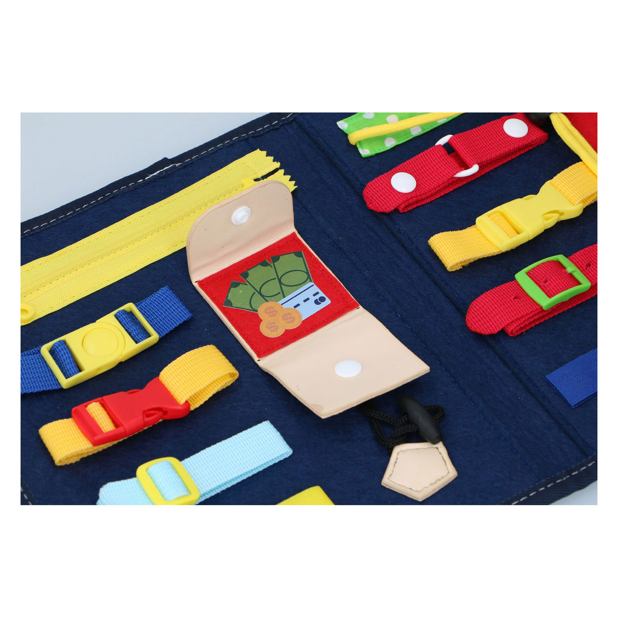 Eddy Toys Montessori-Aktivitätsbuch – Kleidung öffnen und schließen lernen – motorische Fähigkeiten üben