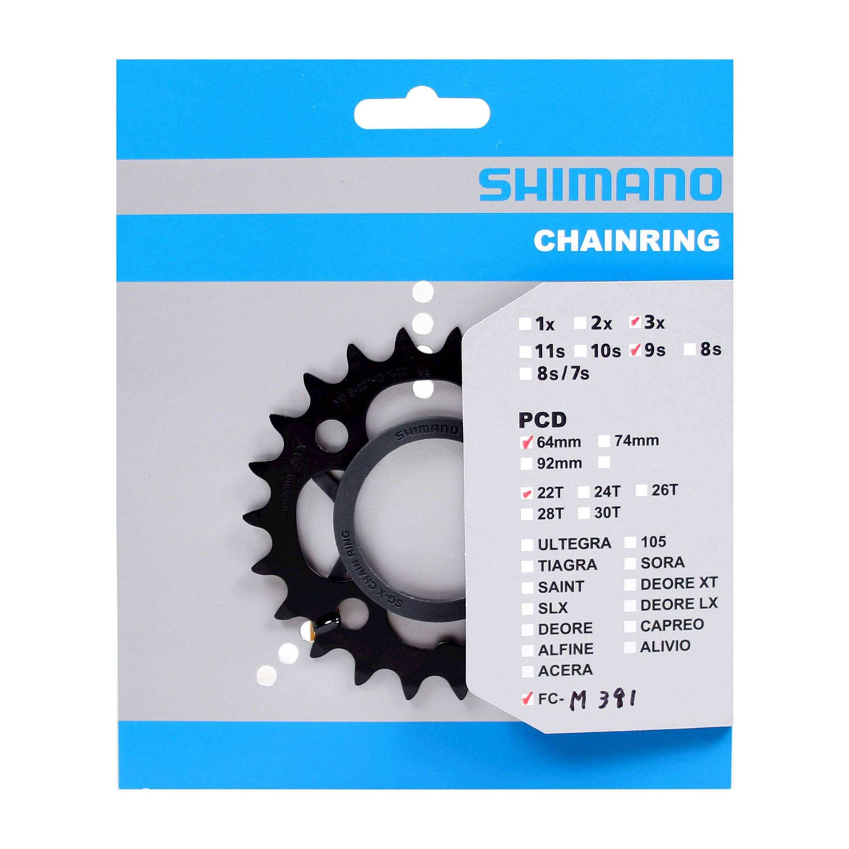 Shimano-Kette Top 22T FC-M391 Schwarz
