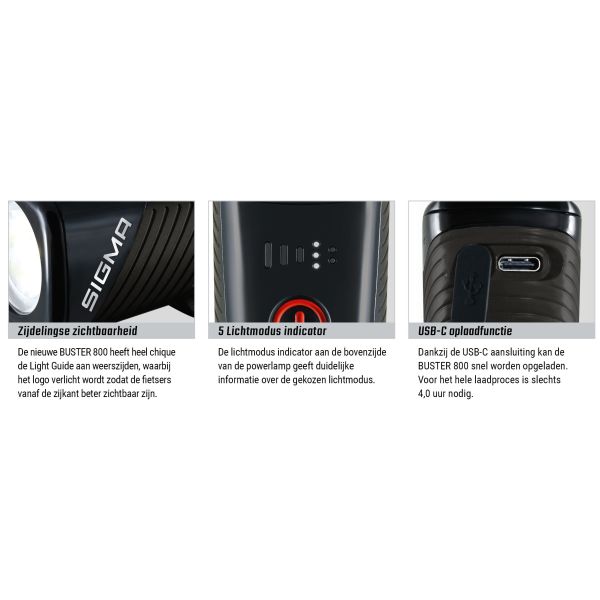 Sigma Scheinwerfer Buster 800 LED -Schraubenhalter -li -ion -Batterie USB