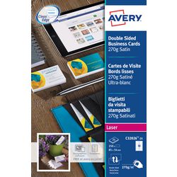 Visitekaartjes avery a4 270 g m² satijn ultrawit 25 vellen
