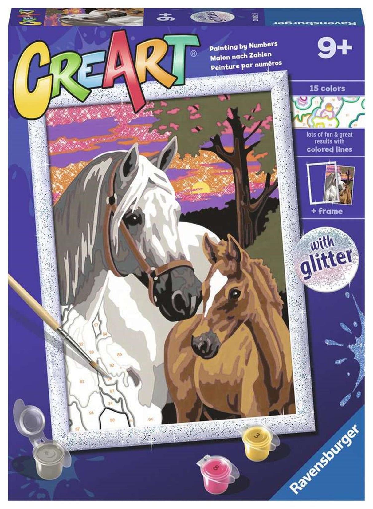 Ravensburger Kreart Gemälde bei Nummer - Sonnenuntergang Pferde