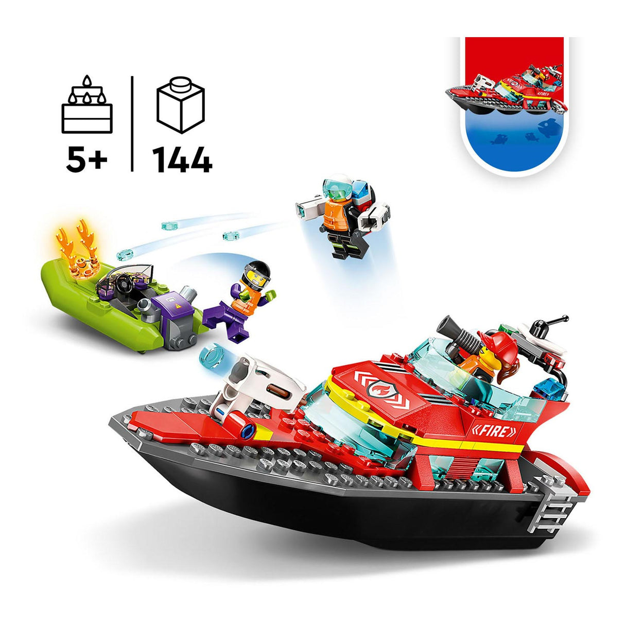 Lego City Rettungsboot-Feuerspielzeug für Kinder – 60373