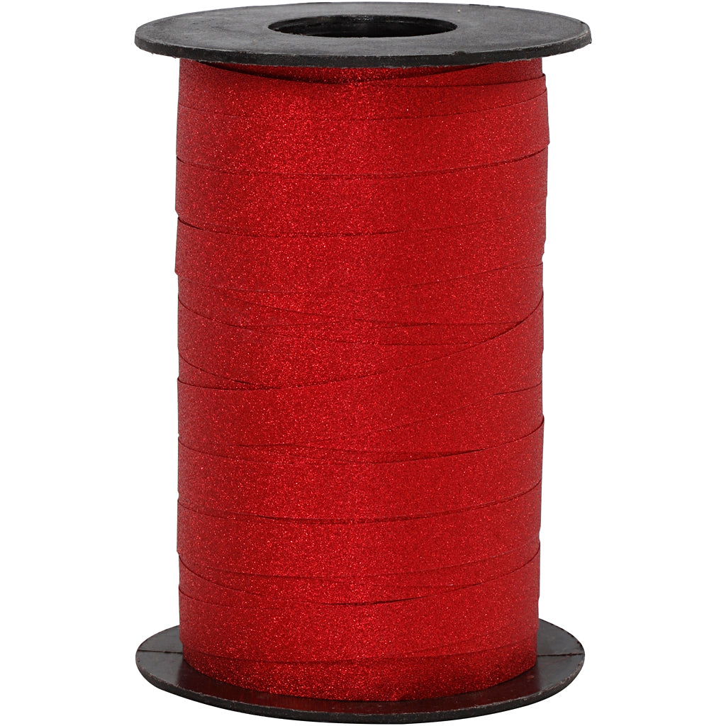 Creativ Company Geschenkband, B: 10 mm, Glitzer, Rot, 100 m 1 Rolle