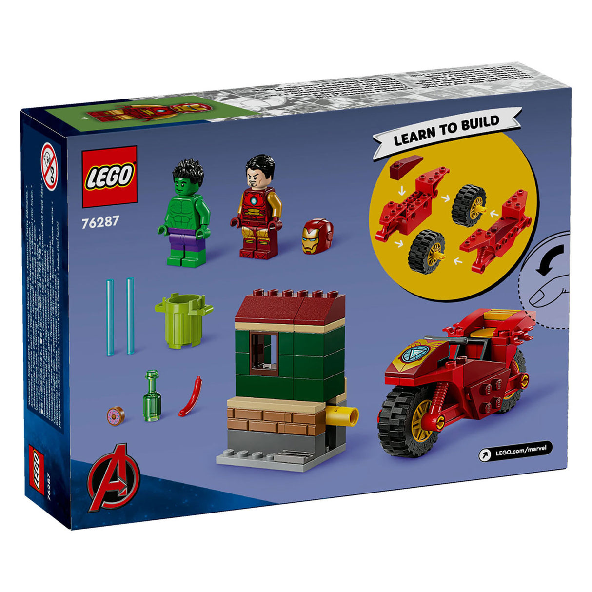 Lego Superhelden 76287 Iron Man mit Motorrad und Hulk