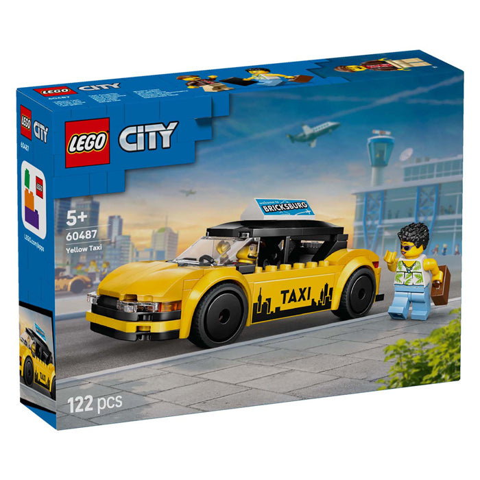 Lego ® city gele taxi - modelautobouwset met 2 minifiguren - klassieke speelgoedtaxi - 60487