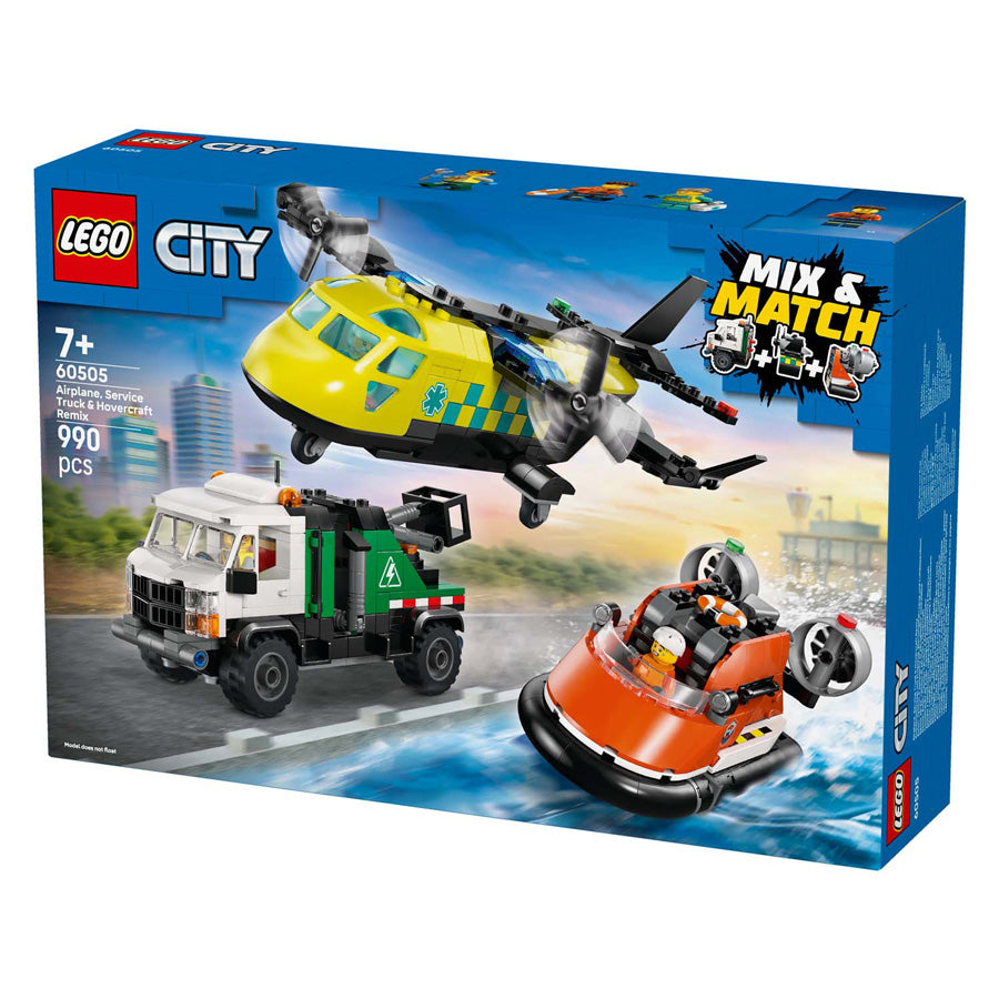 Lego city 60505 vliegtuig, servicewagen en hovercraft remix