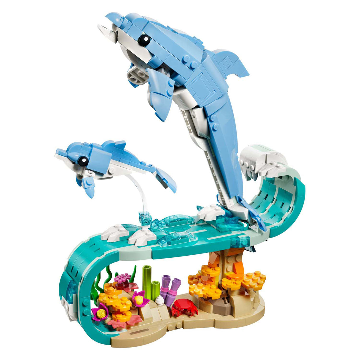 Lego® Creator 3in1 Meerestiere: Wunderschöne Delfine – in ein Seepferdchen oder eine Krabbe umbauen – 31385