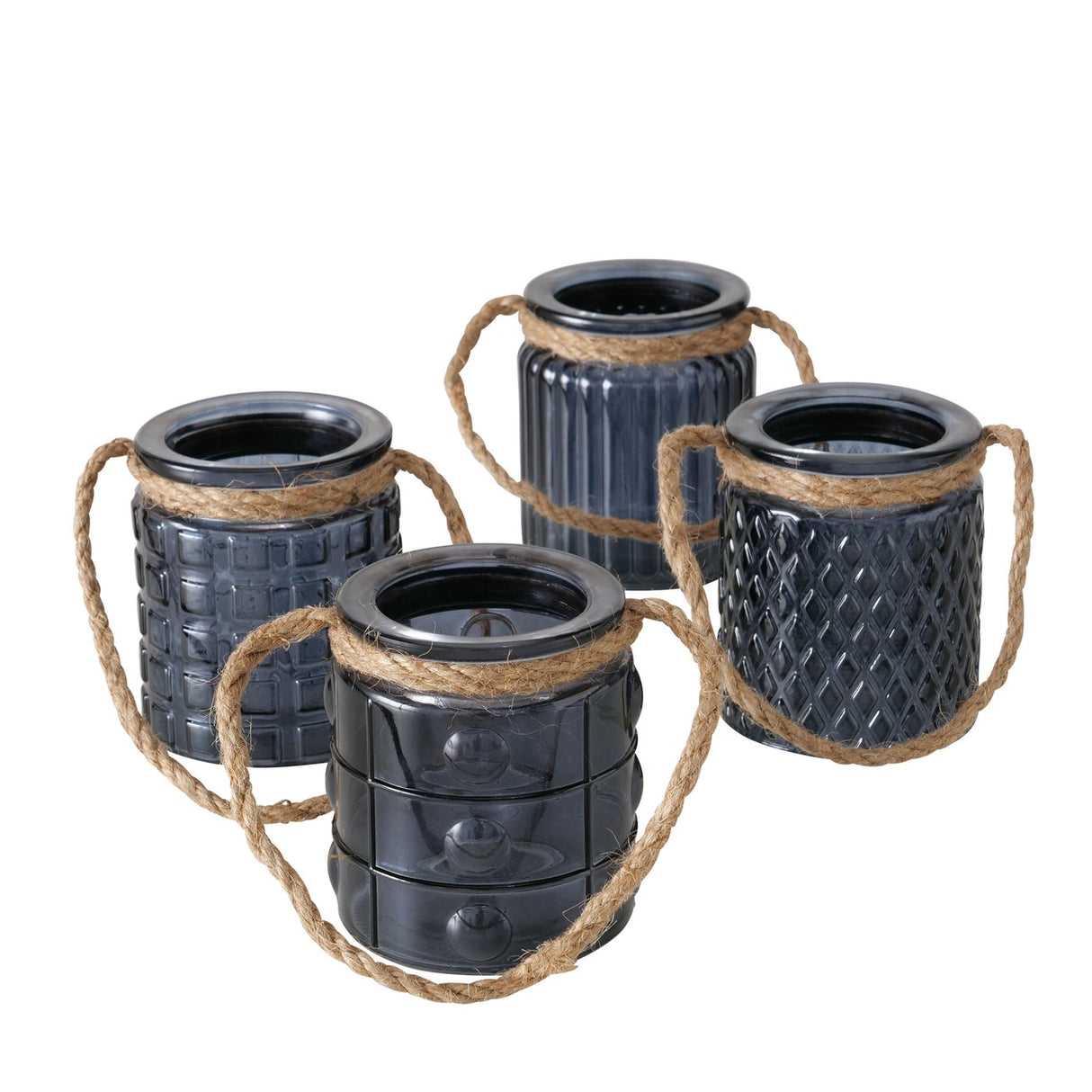 Boltze Home Teelichthalter mit Seilgriff H8cm