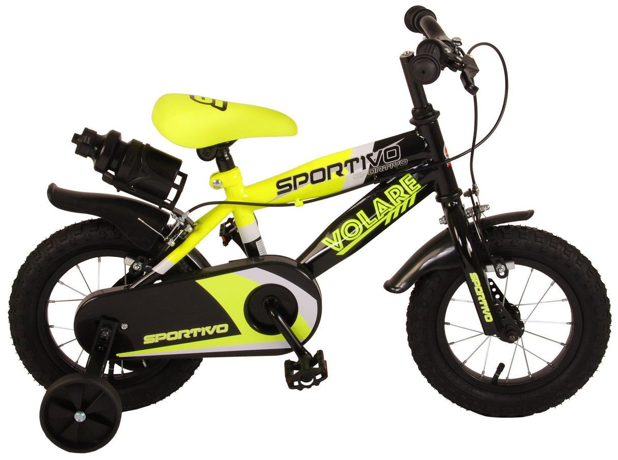 Volare Sportivo Kinderbike Jungen 12 Zoll Neon Geel Black zwei Handbremsen 95% versammelte
