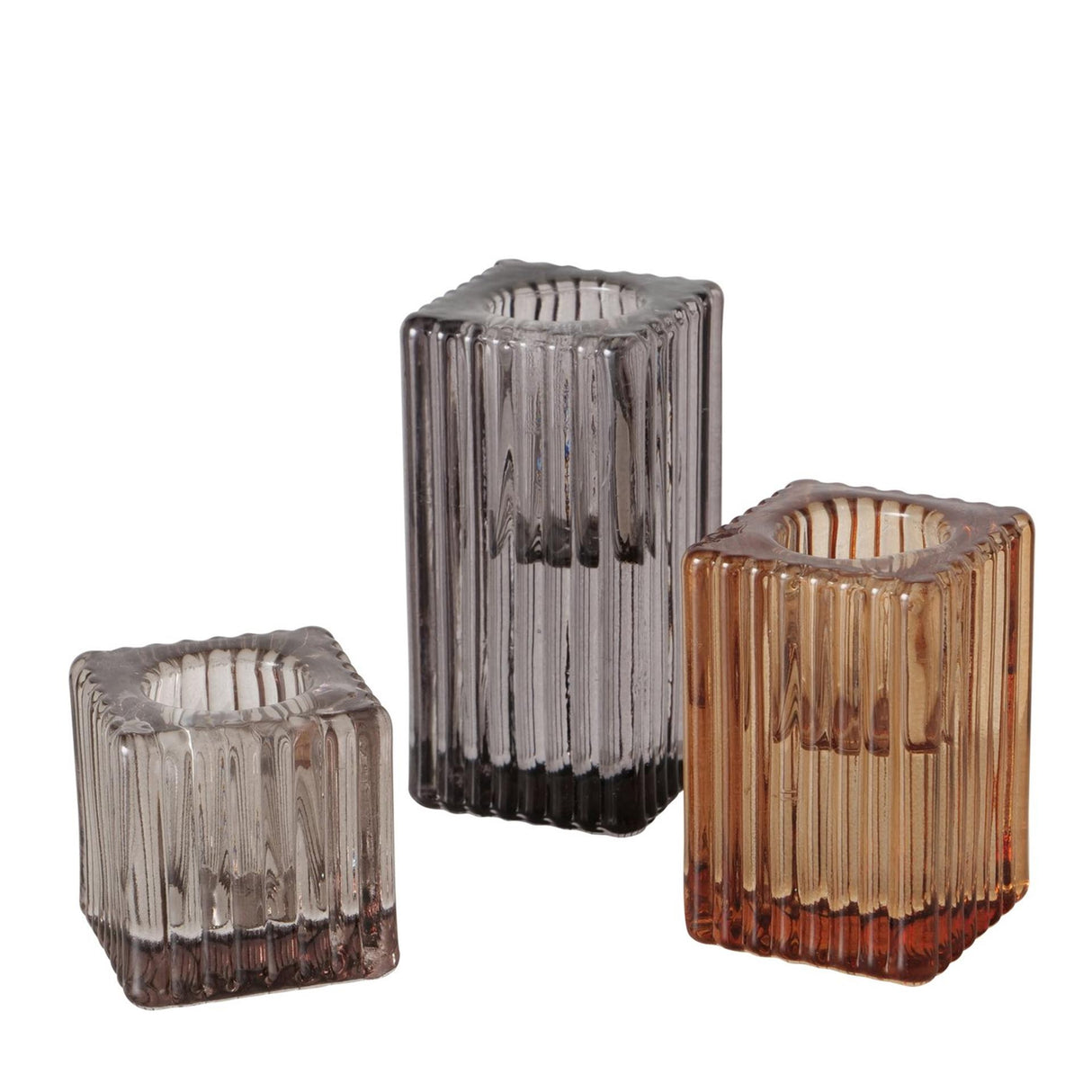 Boltze Home Kerzenständer Glas 3-teiliges Set H4-8cm
