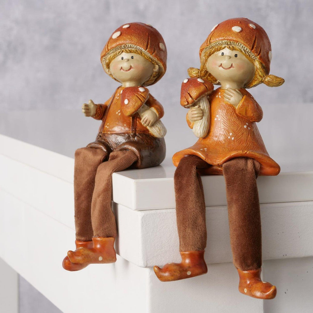 Boltze home bungelbeentjes tamy kinderen h17cm bruin kunsthars 2 assorti
