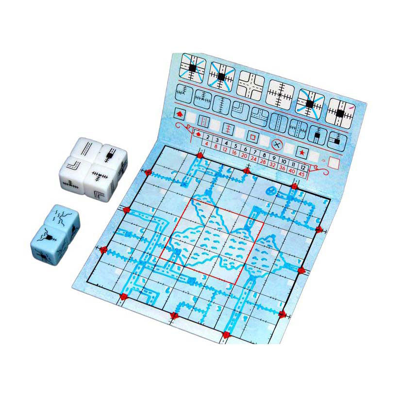White Goblin Games Railroad Ink – Würfelspiel in tiefblauer Version