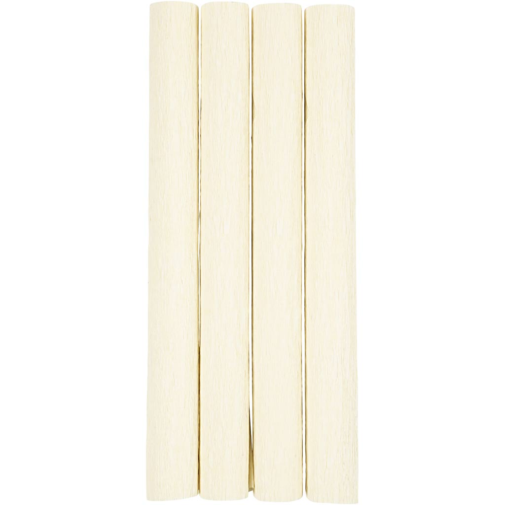 Creativ Company Krepppapier, Blatt 25 x 60 cm, Kreppverhältnis: 180 %, 105 g, gebrochenes Weiß, 4 Blatt 1 Karton