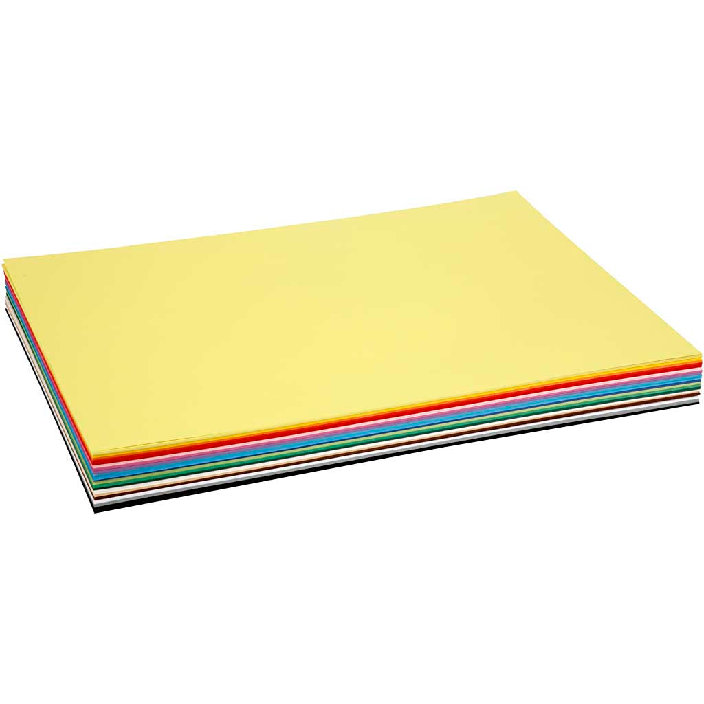 Colortime-Farbkarton, A2, Blatt 420 x 594 mm, 180 g, verschiedene Farben, 20 verschiedene Blätter, 1 Karton