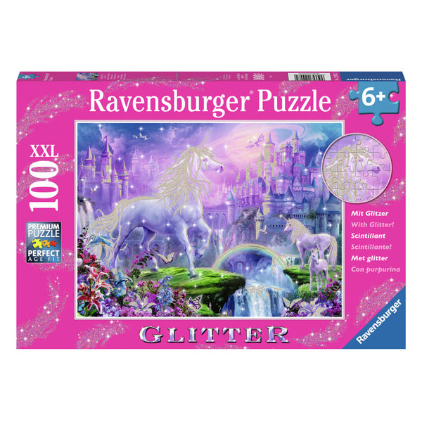 Ravensburger Puzzle Königreich der Einhörner (Glitzer) - Puzzle - 100 Teile