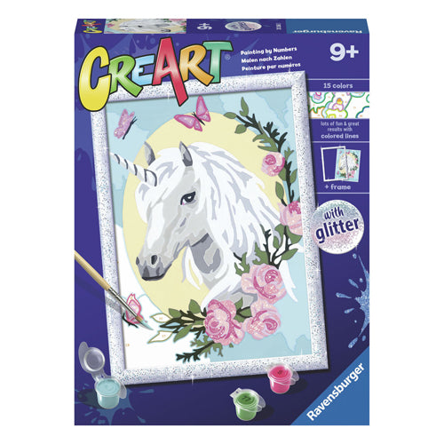 Ravensburger Creart Einhorn-Portrait – Malen nach Zahlen für Kinder