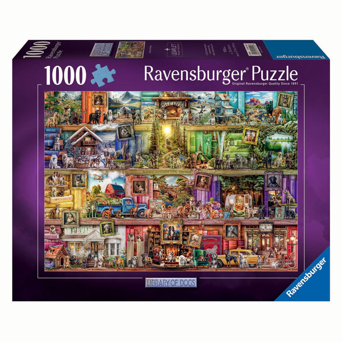 Ravensburger Puzzle Die Bibliothek der Hunde, 1000 Teile.