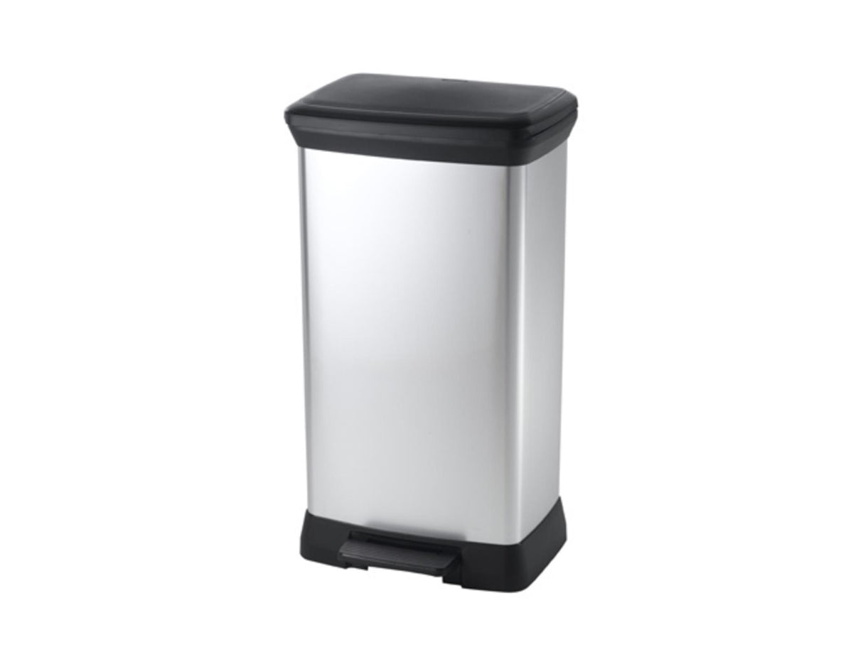 Hurver Pedal Bin Deco Rechteckige 50 l Silberfarbe