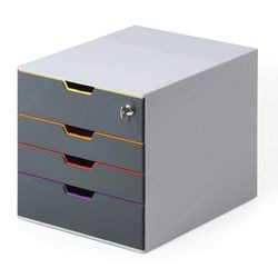 Ladenkastje durable varicolour kunststof 280x356x292mm 4 laden grijs