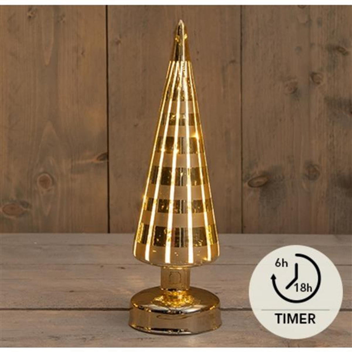 Anna's Collection LED Weihnachtsbaum Glasscheibe gold 9x30cm