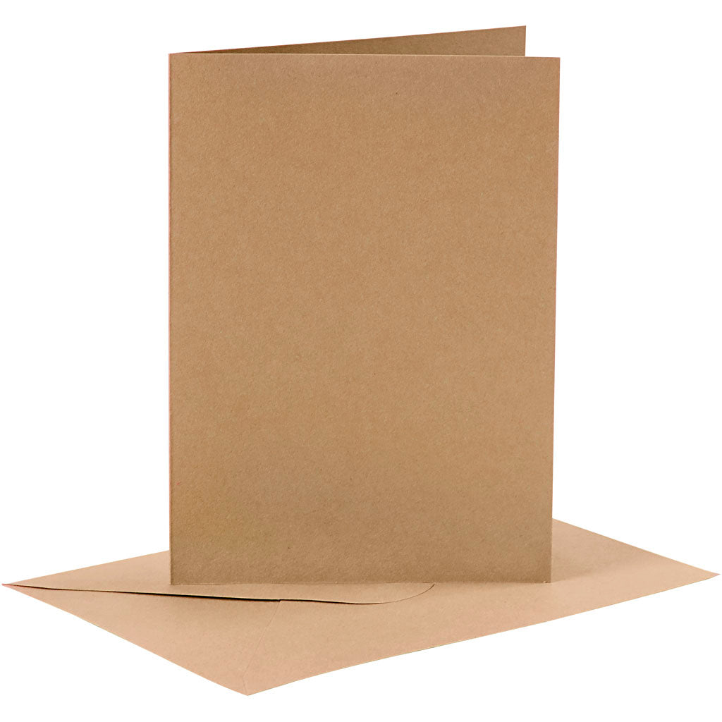Creativ Firmenkarten und Umschläge, Kartengröße 10,5x15 cm, Umschlaggröße 11,5x16,5 cm, 110+230 gr, natur, 6er Set 1 Box