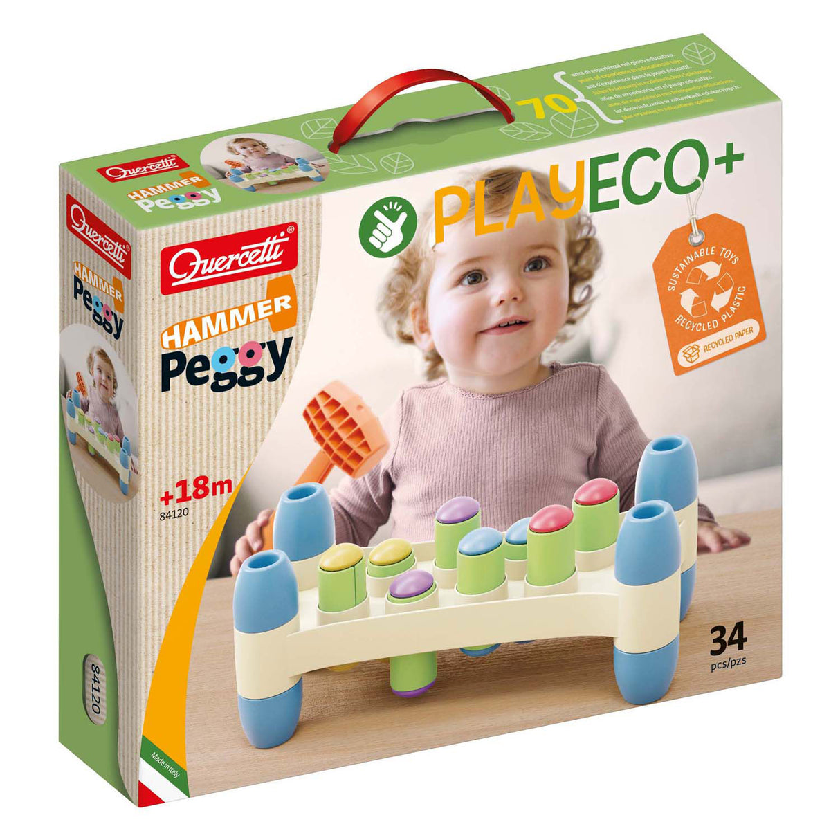 Quercetti Play Eco+ Hammerbank Peggy (34-teilig)