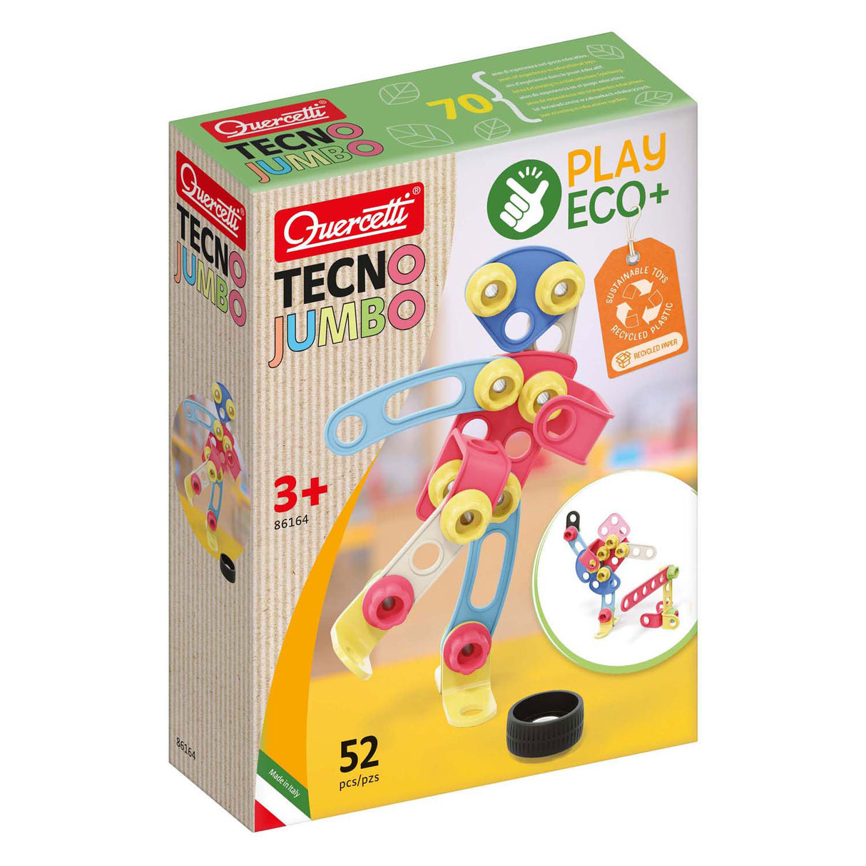 Quercetti Tecno Play Eco Building Building Set, 52DLG.