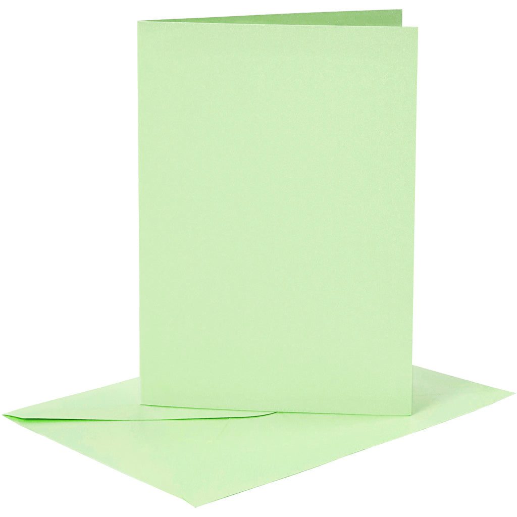 Creativ-Firmenkarten und Umschläge, Kartengröße 10,5 x 15 cm, Umschlaggröße 11,5 x 16,5 cm, 120+210 g, hellgrün, 6er-Set 1 Box
