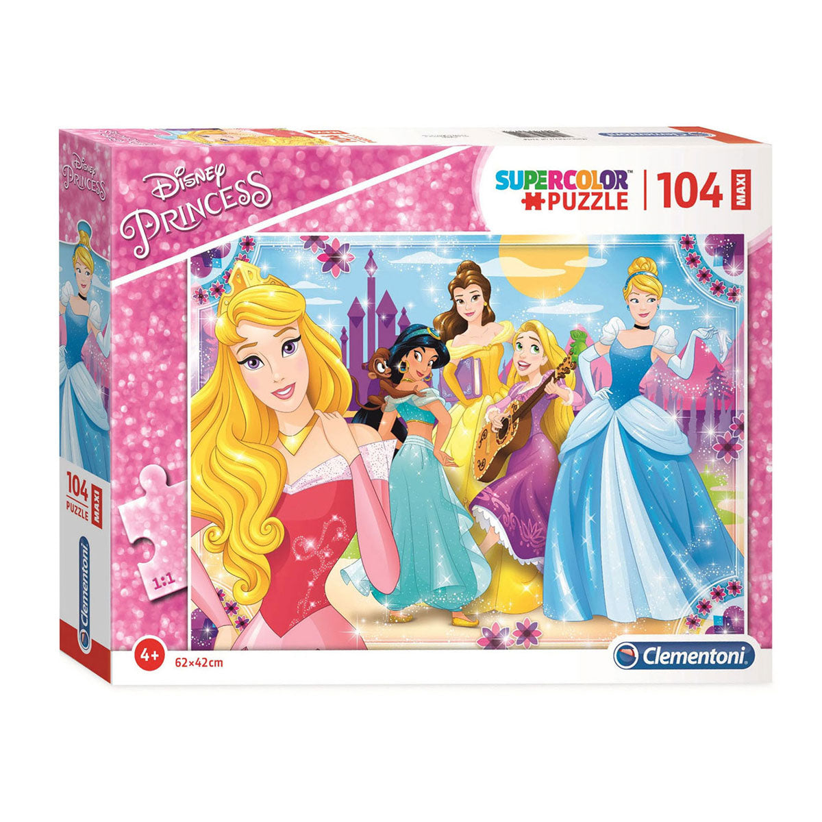 Clementoni Puzzle Super Color Maxi Disney Prinzessin, 104 Teile.
