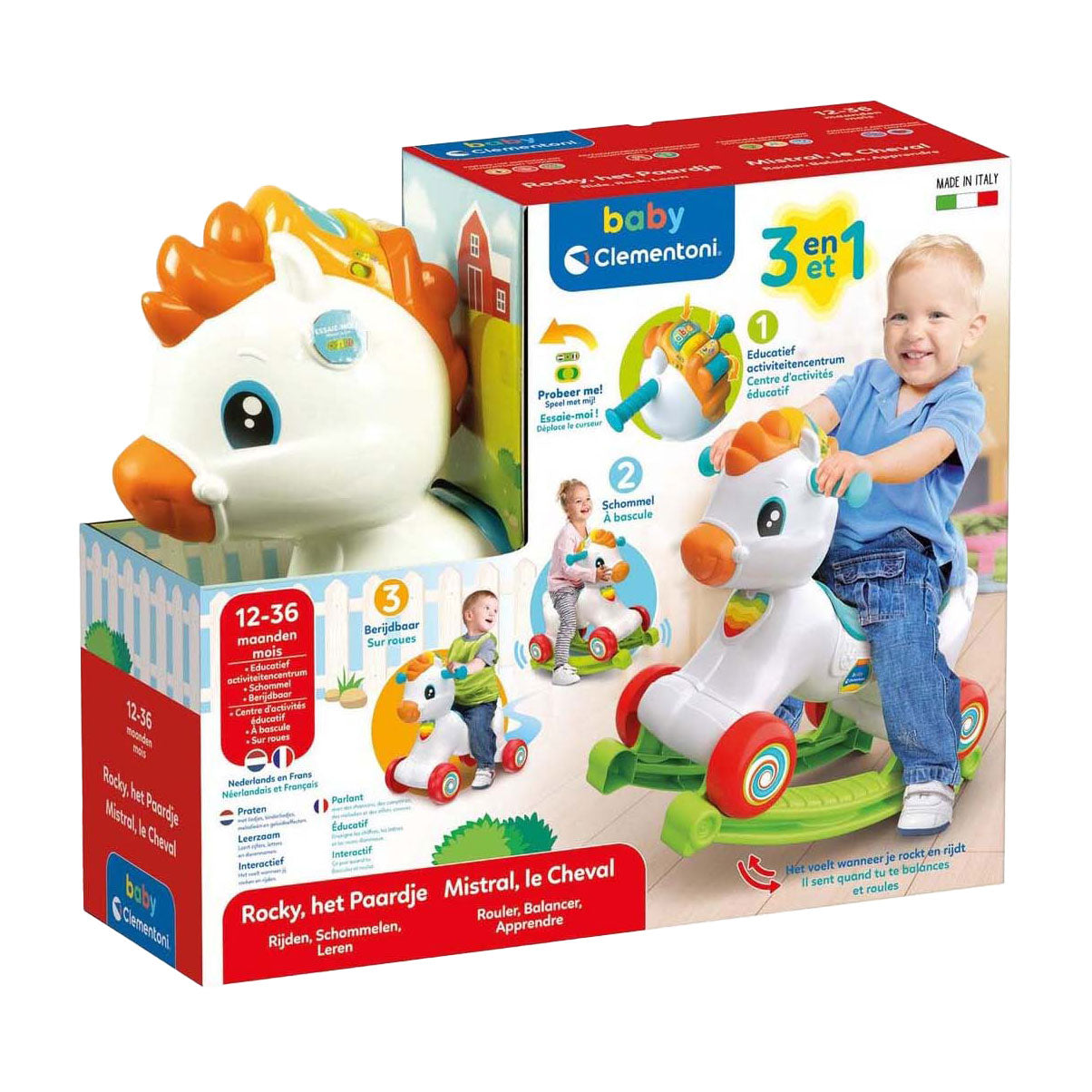 Clementoni Baby – Rocky das Schaukelpferd 3in1