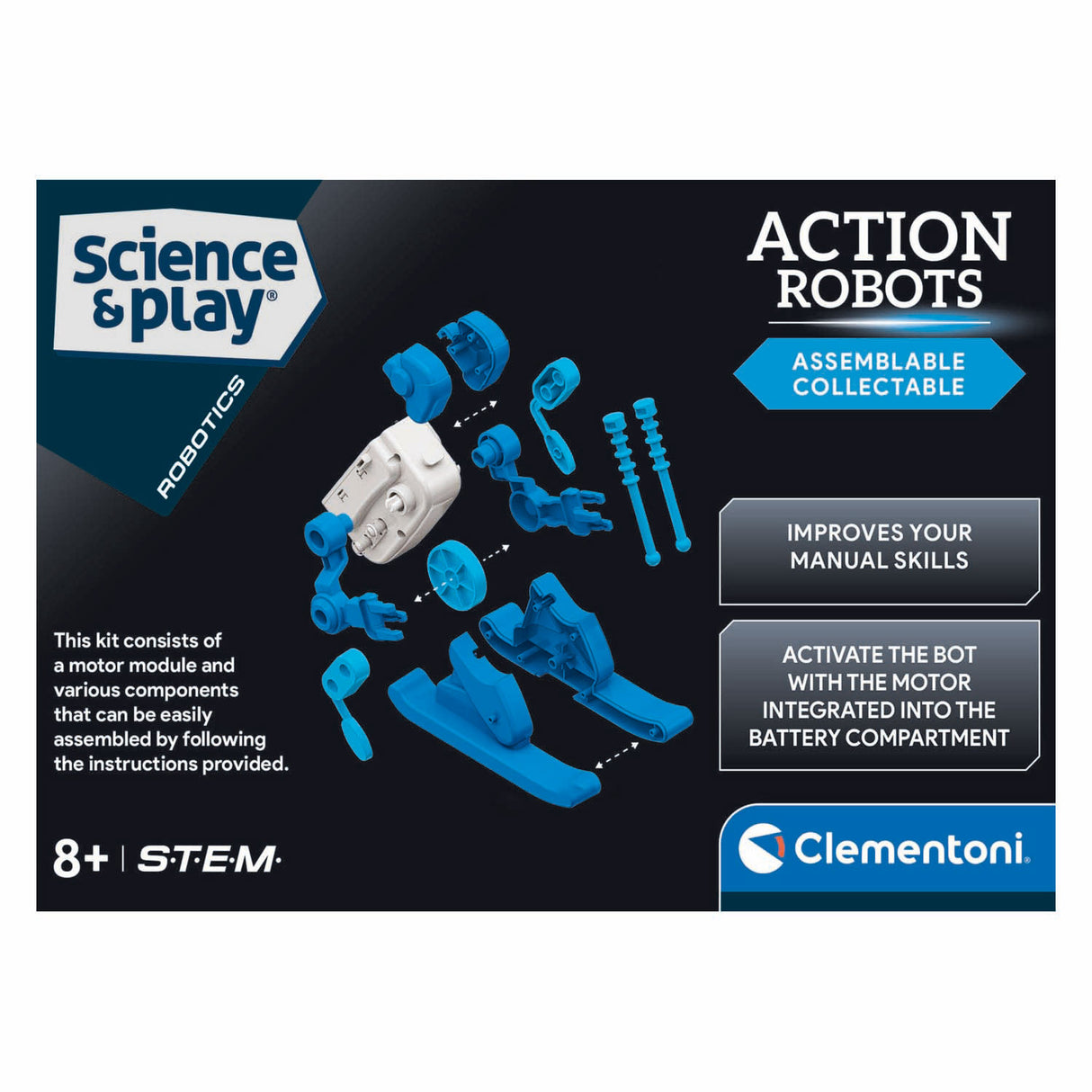 Clementoni Wissenschaftsspiel Actionroboter – Skifahrer
