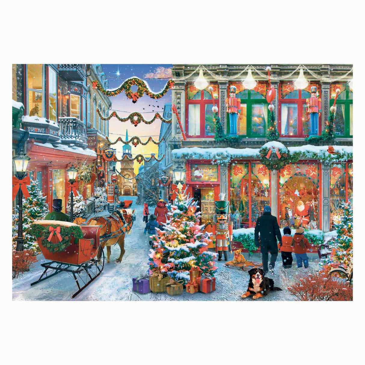 Clementoni Puzzle Weihnachtspuzzle 500 Teile verschneites Dorfplakat.