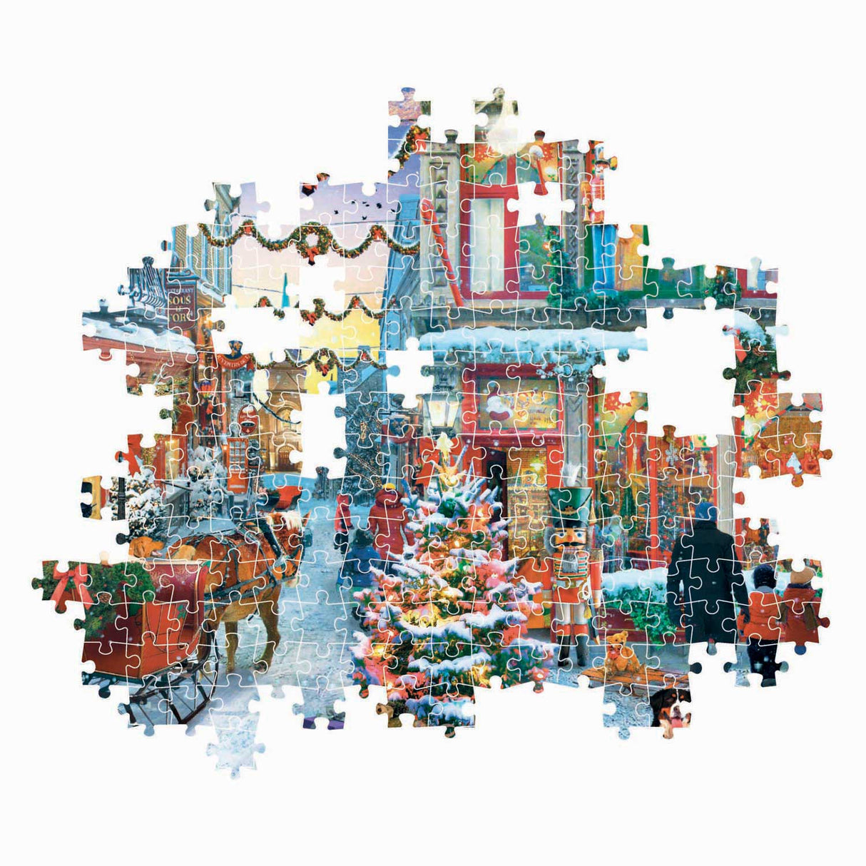Clementoni Puzzle Weihnachtspuzzle 500 Teile verschneites Dorfplakat.