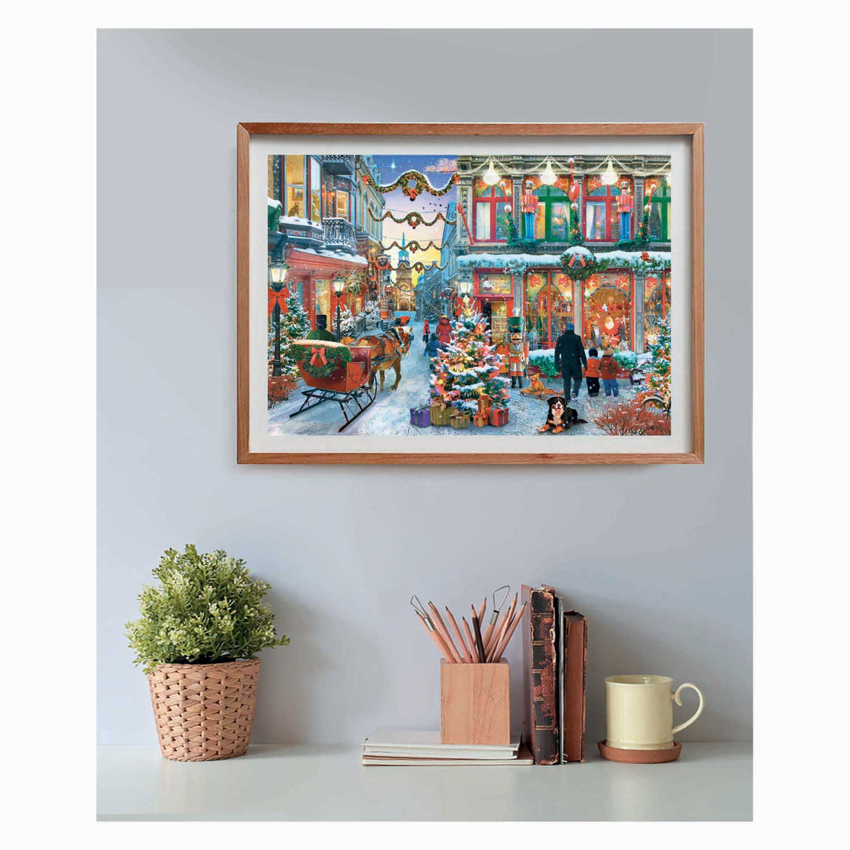 Clementoni Puzzle Weihnachtspuzzle 500 Teile verschneites Dorfplakat.
