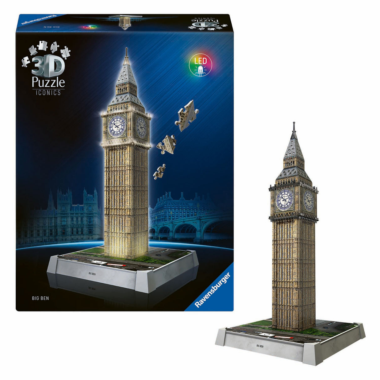 Ravensburger 3D-Puzzle Icons Big Ben – mit Licht – 235 Teile.